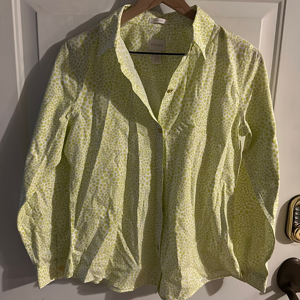 Chico’s Green Polka Dot Top